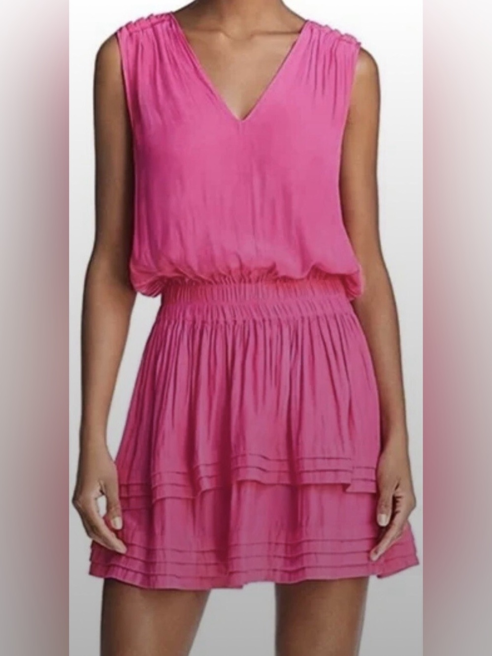 Ramy Brook Pink Raquel Mini Ruffle Dress